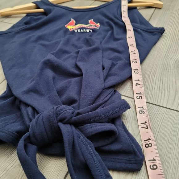 Cardinals Womens Tank Top XS Blue Red Logo Cotton Tie Front Wrap Sleeveless - Picture 7 of 9